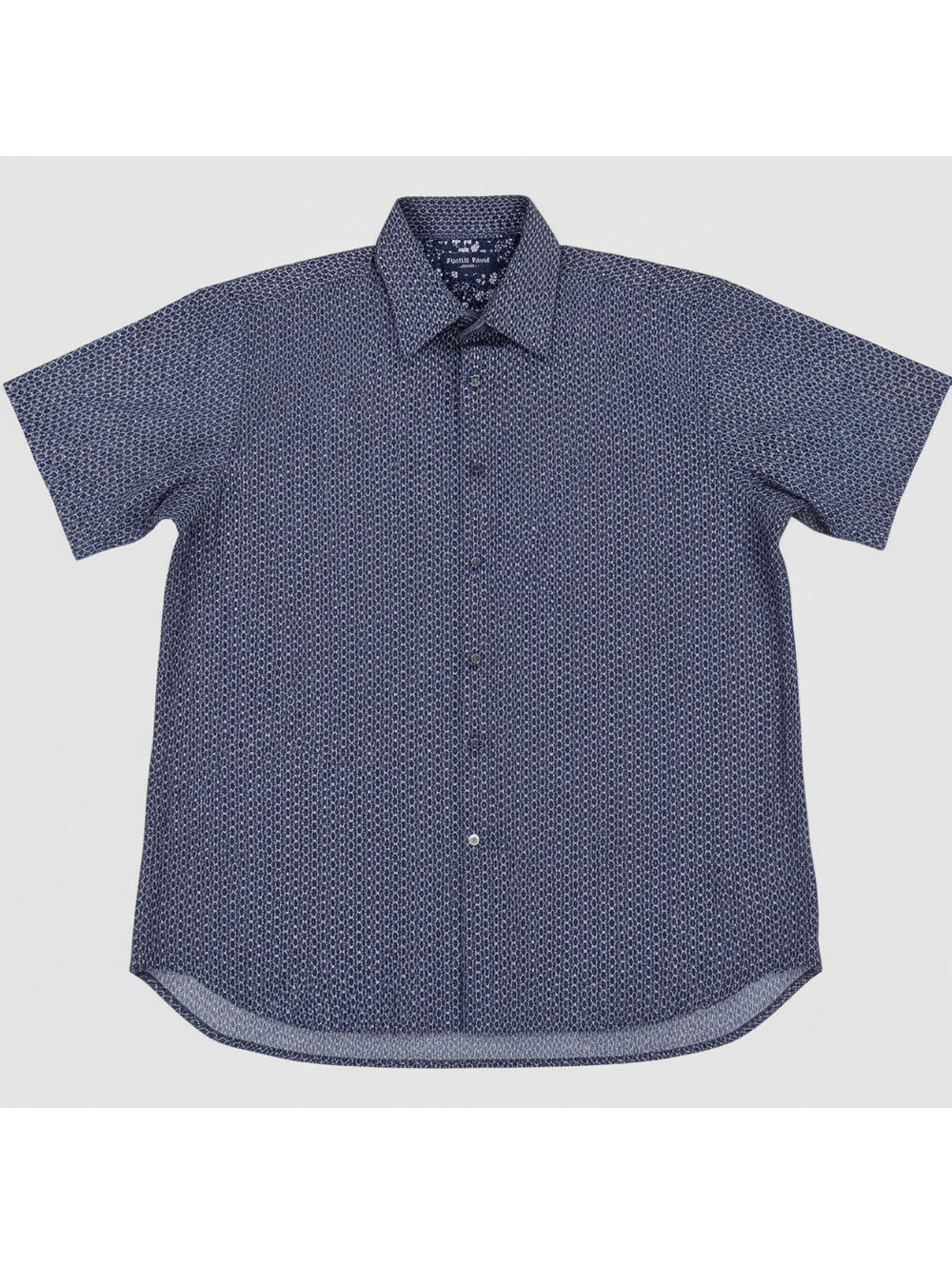 Austin Reed London Men's Navy Blue Patterned Short Sleeve